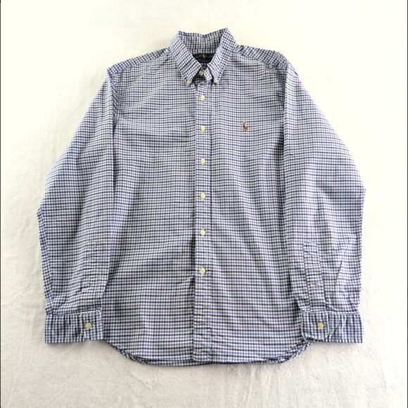 Ralph Lauren Checked Plaid Slim Fit Button Down Long Sleeved Shirt Men's XL - Picture 1 of 8